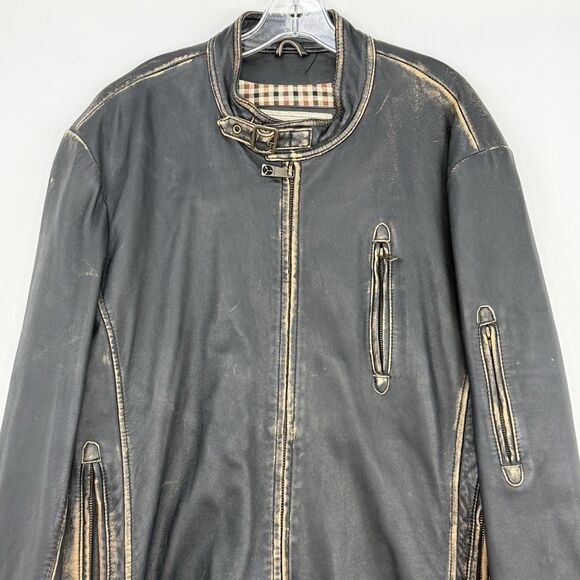 Top Gun Leather Jacket Mens XXL Distressed Moto Aviator Vintage Aviation - Picture 11 of 16